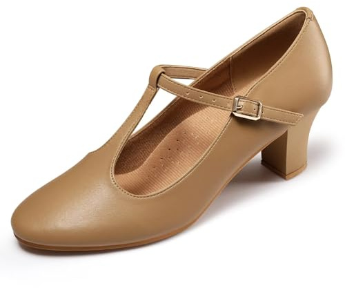 Asyusyu T Bar Character Shoes 2.3 Heel Character Dance Shoes for Women