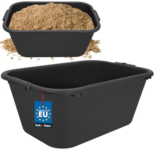 KOTARBAU® Cubo Rectangular para mortero, 55 L, Negro, Plástico Resistente, Depósito, Barreño, Tanque, Contenedor de Agua para riego, Cubo de construcción para Mezclar Cemento, Recipiente Universal