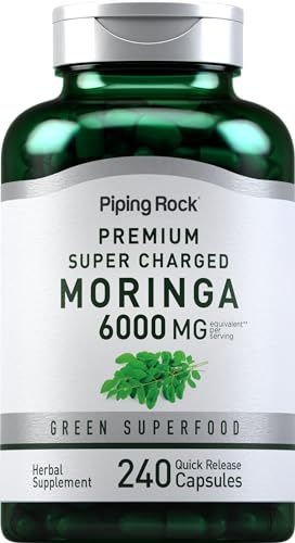 Piping Rock Moringa Oleifera Supplement | 240 Capsules | High Potency Leaf Extract | Non-GMO & Gluten Free Formula