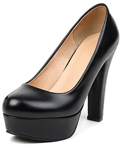 Décolleté con Tacco Largo da Donna, Pompe al Tallone Alto Punta Rotonda Senza Chiusura Scarpe da Sera con Plateau Bowknot Moda Solid Scarpe, Numero 33-43