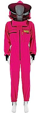 LYSON Imkeranzug mit Schleier, Handstulpen mit Daumenloch Imkeroverall belüftet Professionelle Imkerbekleidung mit abnehmbarem Hut Mütze PREMIUM, Rosa Grösse S