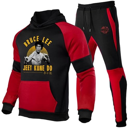 Li Xiaolong Dragon Chándal Conjunto Kung Fu Arte Marcial Li Xiaolong Dragon 3D Impreso Sudadera con Capucha y Pantalón Conjunto de Dos Piezas para Unisex