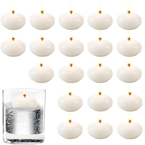 Ronoza 20 Stück 3.8×2.0cm Schwimmkerzen, Schwimmkerzen Weiss, Schwimmende Kerzen, Chwimmende Kerzen, Wasserkerzen, Teelichter, Floating Candles, Perfekt für Verschiedene (1.5-2 Stunde Brenndauer)