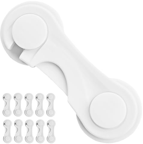 10 Stück Kindersicherung Schrank, Schubladensicherung für Baby Kindersicherheit mit Kleber, Kindersicherung für Schubladen, Schränke, Abstellräume, Kindersicherungen für Kleinkinder,Weiß