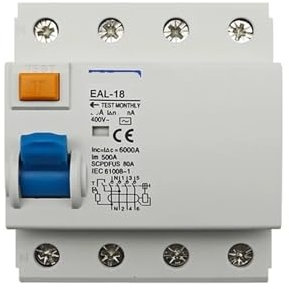 IYNWBJTS Disjoncteur électromagnétique à Courant résiduel, 4P 100/300mA AC, disjoncteur différentiel, Interrupteur de sécurité(300mA,4P 40A)