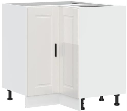 vidaXL Küchen-Eckunterschrank Porto Hochglanz-Weiß Holzwerkstoff, Eckunterschrank, Küchenschrank