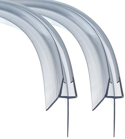 QOROCO Lot de 2 bandes d'étanchéité pré-courbées pour porte de douche de 80 cm pour 4 à 6 mm de couvre un écart allant jusqu'à 20 mm de large - En caoutchouc et plastique