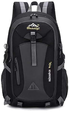 Wanderrucksack Herren Damen Wasserdichter Rucksack, Leicht Groß Reiserucksack Trekkingrucksack, Outdoorrucksack mit Reflexstreifen Für Radfahren, Klettern, Bergsteigen und Reisen (Schwarz, 60L)