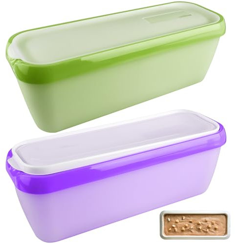VEGOATY Lot de 2 bacs à glace, 1,5 l, réutilisables, faits maison, avec couvercle en silicone, sans BPA