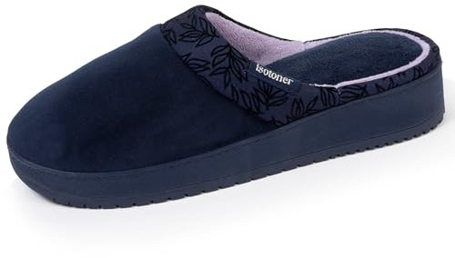 Isotoner Chaussons pantoufles Mules femme à talon compensé de 3,7 cm, ultra confortables, 38 EU, marine