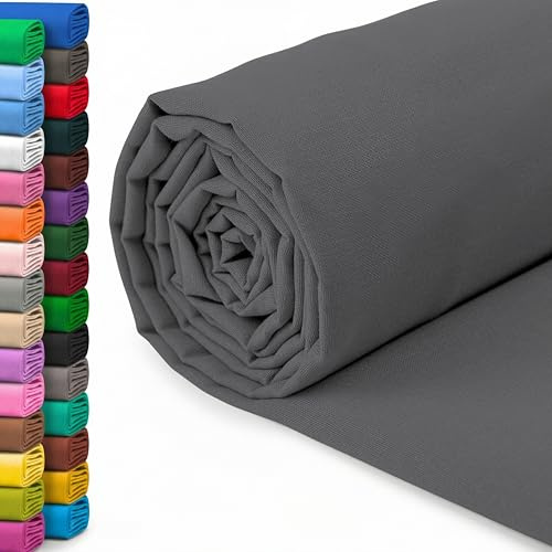 A-Express 100 % bomullstyg - 60 tum 150 cm brett - vanligt bomullstyg per meter - perfekt för quiltning, sömnad, klädtillverkning, gardinfoder, tygkassar, sängkläder, örngott - mörkgrå 2 meter