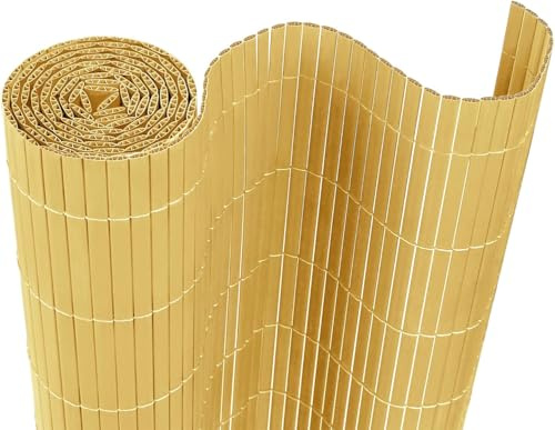 VA-Cerulean PVC Sichtschutzmatte Sichtschutzzaun 80x300CM, Bambus, Outdoor Sichtschutz mit verstärkten Lamellen,Zaunblende Windschutz UV-Beständig für Garten Balkon Fences Terrasse Zubehör