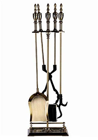 ZHANGXABN 31in 5Pcs Forged Fireplace Tools for Gas Heaters Antique Copper Wrought Iron Fireplace Tool Set Easy to Assemble Fire Pit Set