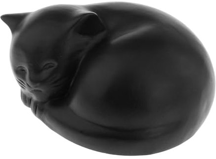 sporful Urna de madera para mascotas, recuerdo de gato, caja de cenizas funeraria con forma de gato durmiendo para estante, mantel, mesa de jardín