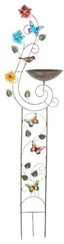 Bebedero para Aves Exterior - Fuente Autónoma para Pájaros,Soporte para Plantas con Estaca y Dispensador de Agua para Jardín, Patio y Exteriores