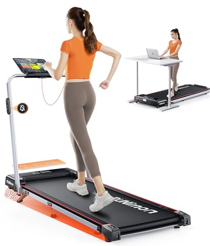 6 in 1 Folding Treadmill with 9% Incline, RUNIMON Walking Pad Treadmills for Home Foldable, 2.5HP Under Desk Running Pad Walk Pads Treadmill 1-12KM/H with LED Display, Magnetic Remote&APP Control