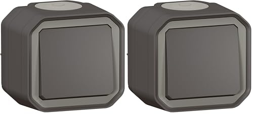 Interrupteur ou va-et-vient LEGRAND étanche Plexo 10AX 250V~ IP55 IK08 - Anthracite (Lot de 2)