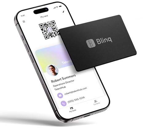 Blinq Metal NFC Card - Digital Business Card - Tap to Share - Compatible with iPhone & Android (Onyx)