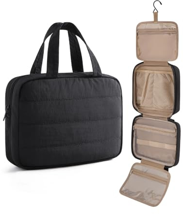 LIGHT FLIGHT Hanging Toiletry Bag for Women, Travel Wash Bag | Full-size Toiletries, Cosmetic & Skincare Storage, Travel Accessories, Utral Lightweight, Black