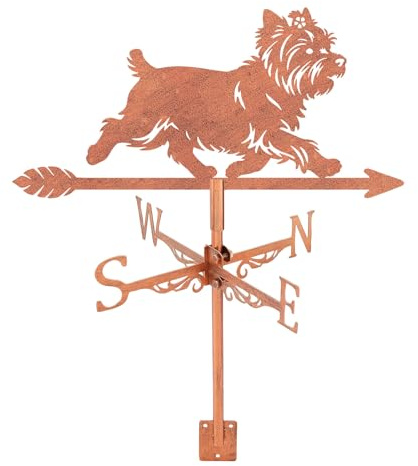 SUPERDANT Yorkshire Terrier Weather Vane Dog Weathervanes Indicator Measuring Instrument Roof Installation Weathervane for Outdoor Garden Farm Backyard Gazebo Barn Art Decoration Red Copper