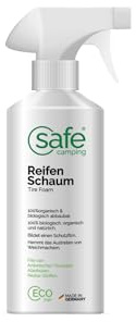 SAFE CAMPING Espuma para neumáticos, brillo biológico, forma una película protectora, mejora óptica, mantiene los plastificantes, 100% biológicos