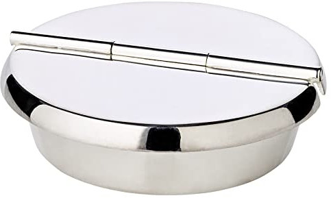 EDZARD Klapp-Aschenbecher Ashburn, schwerversilbert, ø 10 cm, Handarbeit, Outdoor geeignet, Ascher geeignet für Zigaretten und Zigarren, Wind- und Wetterfest dank Deckel