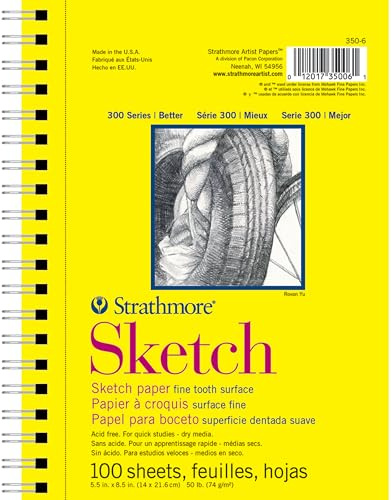 Pro-Art Strathmore Sketch Paper Pad 5.5-inch x 8.5-inch-100 Sheets, Other, Multicoloured, 19.14 x 23.59 x 4.54 cm