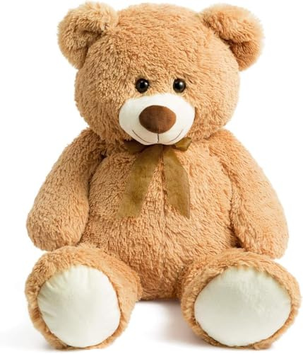 iBonny 90cm Giant Teddy Bear Stuffed Animal Soft Toy Large Teddy Bear Love Gift Child Dolls Plush Teddy Bears, Tan