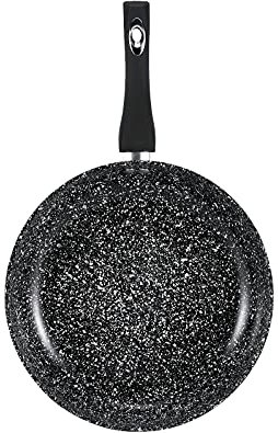 GonZalo GraCia. Non Stick Frying Pan with Lid Heat Resistant Handle, Durable Black Granite Marble Coated 20cm Small Pan for Gas, Electric & Induction Hob