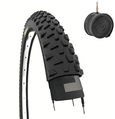 Pneu 26 x 2,10 (54 – 559) + Chambre à Air Noire 26 Pouces pour Vélo Mountain Bike