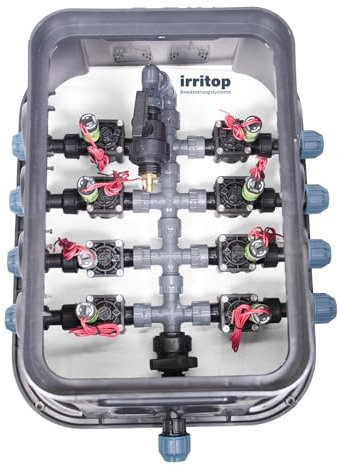 IRRITOP 8er Ventilbox Jumbo Verteiler Hunter PGV 101 Magnetventile Bewässerung für Ø25mm PE-Rohr (Montierbar) (Dichtung O-Ring)