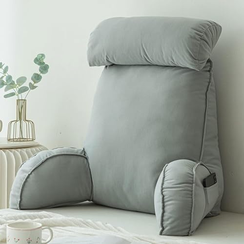 Newdvmmss Cuscino di lettura accoglienti, Cuscino di sostegno alla schiena perfetto, ideale per un uso su letti e divani, per guardare la televisione o leggere (grigio chiaro)