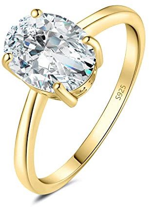 JewelryPalace Klassisch Ovalschliff 2ct Zirkonia Solitär Promise Ring Damen, Schmuck Set, Verlobungsring Damenring Silber 925 mit Stein für Frauen, Simulierte Diamant Jubiläum Eheringe Vergoldet 51
