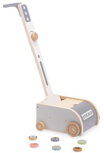 Mamabrum Holz-Spielzeugstaubsauger für Kinder 3+ – Interaktiver Staubsauger mit bunten Scheiben, Lernspielzeug zur Förderung der Motorik, Reinigungsspielzeug, kreatives Rollenspiel