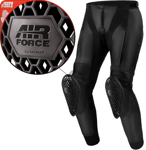 SHIMA Bandit 2.0 Motorrad Hose Herren Mit Protektoren AirForce Knieprotektoren Motorradhose Leder Hosen Für Mann Protektorenhose Fur Motorradkombi Urban Stretch Lederhose Lang (Männer, Schwarz, 48)