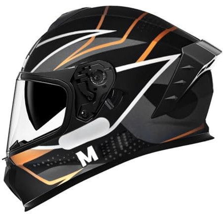RYDZCLH Casque De Moto Intégral Homologué Dot, Coque ABS Légère, Double Visière Incluse, Casque De Vélo De Route Rabattable avec Design Aérodynamique,Orange,2XL 62~63cm