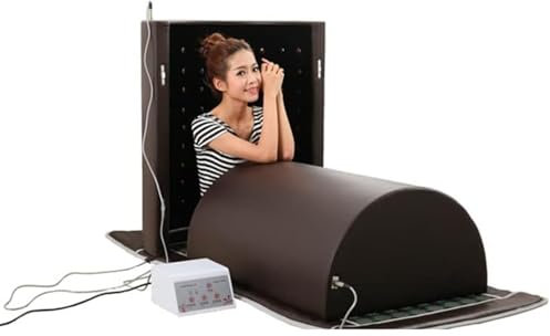 DDZJTPP Far Infrared Sauna Dome, 360 Degree Complete Coverage Personal Sauna Capsule with Pillow, Extra Large Professional Sauna with Infrared Mat with Tourmaline and Germanium Stones,Brown