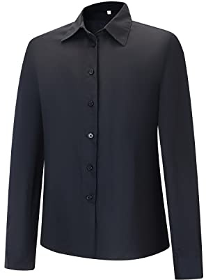 MISEMIYA - Camisa Camarera Mujer con Mangas LARGAS - Uniforme HOSTELERIA Mujer - 8726 - M, Negro