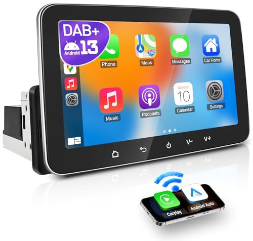 PORMIDO DAB+ 7 pollici 1 Din Android 13 Apple CarPlay Android Touch Screen Auto Radio Wireless Bluetooth Wifi Browser MirrorLink FM RDS GPS SWC