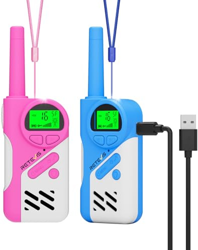 Retevis EZTalk 670 Walkie Talkie Bambini, Ricaricabili Walkie Talkie con Modalità Sicura, Portatile Ricaricabile Walky Talky per Regali Giocattoli, Campeggio, Idee Regalo, Giochi Bambinaz (1 Coppia)