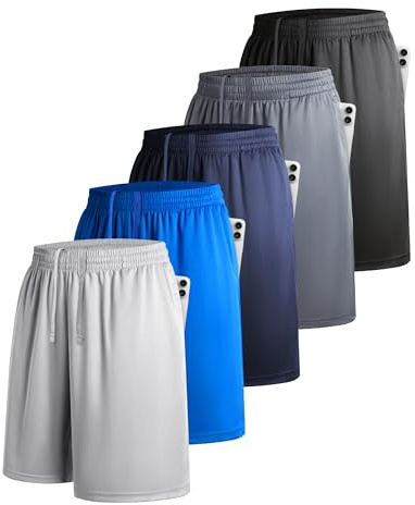 YOIOWVY Lot de 5 Shorts de Sport pour Homme，Shorts athlétiques avec Poches et Ceinture élastique，séchage Rapide