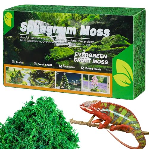 OMJMYY 300g Sphagnum Moss for Humidity Natural Reptile Moss Sphagnum Moss for Plants for Reptiles & Amphibians Hatching Reptile Substrate for Snakes Frogs Turtles Gecko Pet Snails(Dark Green)