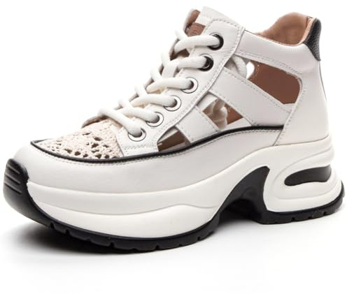 Sandalias Mujer Caña Alta Calados Suela Gruesa Sandalias Deportivas Casual Zapatillas Plataforma Cómodas Y De Moda para Caminar,Blanca,39 EU