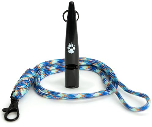 TDL Gun Dog Whistles for Recall Training with Blue Lanyard - Dog Training Whistle with Loud Far-Reaching Sound for Long-Distance Commands & Recall Training for Most Breeds - Black