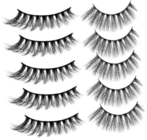 LRXIYODE 5 Faux Cils Épais Noirs Longs et Cils Artificiels Curlés et Confortables pour Maquillage Charme Européen et Américain