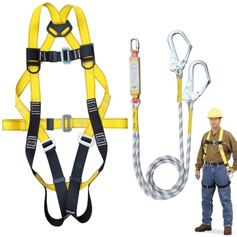Kit De Arnés Dee Seguridad Para Techo Con Protección Contra Caídas Dei Cuerpo Completo Di 5 Puntos, Armnés Construcción Resistente Parra Hombres, Equipo D E Seguriddad Laboral Profesional Par A Techos