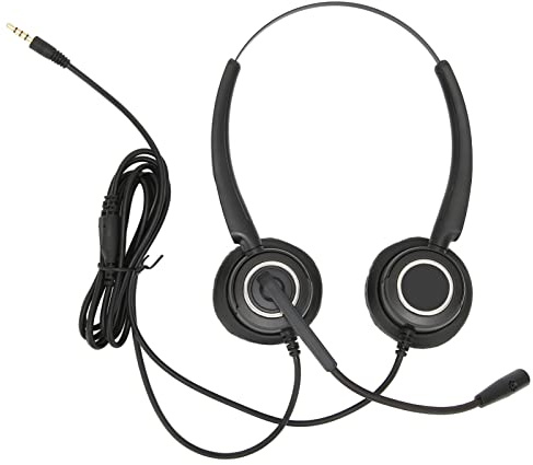 XinrZythrop Cuffie per servizio clienti con cancellazione del rumore, cuffie da ufficio cablate per call center, cuffie aziendali con controllo cavo USB con jack da 3,5 mm, asta per microfono