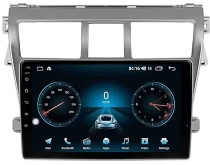 AutorRadio estéreo para automóvil Android 14 para Toyota Vios 2 Yaris 2007-2013 Unidad Principal de 9 Pulgadas con Pantalla táctil GPS Bluetooth WiFi FM y cámara de reversa (4G+32G)