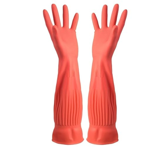 Förlängda diskhandskar Diskhandskar Hushållstvättar(45cm Red,S)