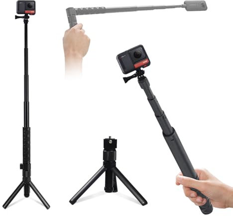 O'woda Bastone Selfie per Insta360 X 4/3, Bullet Time Bundle in Alluminio con Treppiede Multifunzionale Selfie Stick per Insta360 X4/ X3/ GO 3/ Ace/One X2/ HERO 12 Black/ 12/11/ 10/ Action 2/3